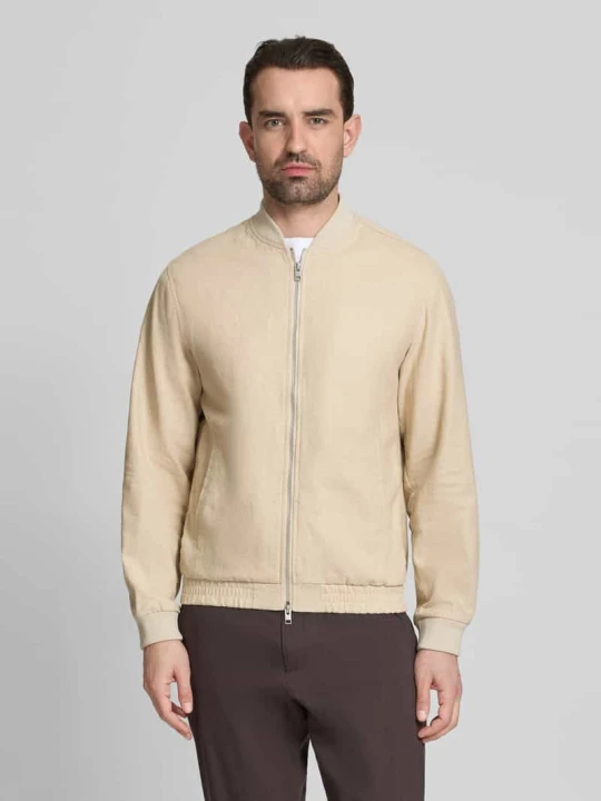 Zdjęcie produktu Kurtka z mieszanki bawełny i lnu z zamkiem błyskawicznym dwustronnym Jack&Jones Beżowy melanż