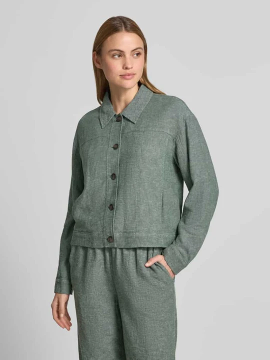 Zdjęcie produktu Kurtka z mieszanki lnu z kołnierzykiem typu kent model 'Viana Ginia' MSCH Copenhagen Khaki