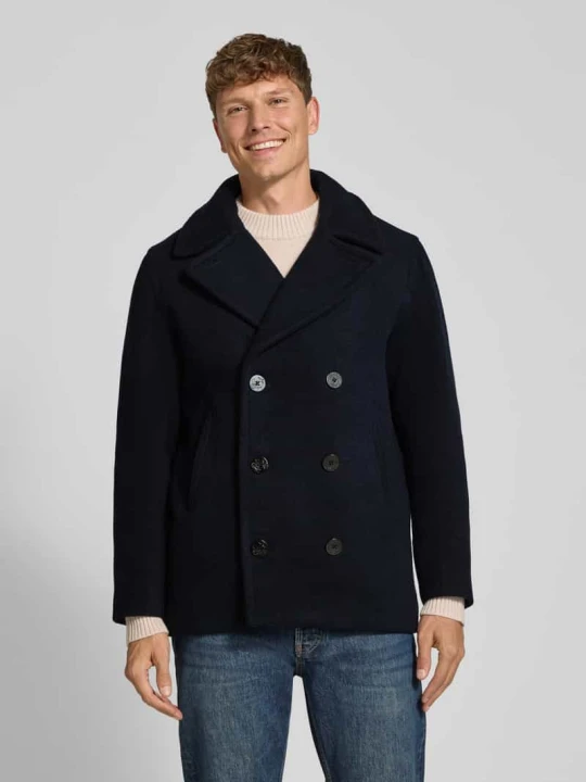 Zdjęcie produktu Kurtka z mieszanki wełny z kołnierzem z połami Jack&Jones Granatowy