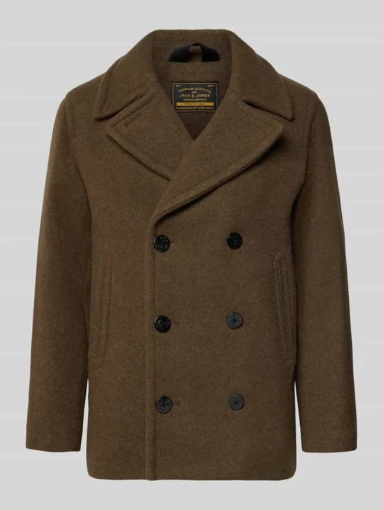 Zdjęcie produktu Kurtka z mieszanki wełny z kołnierzem z połami Jack&Jones Khaki
