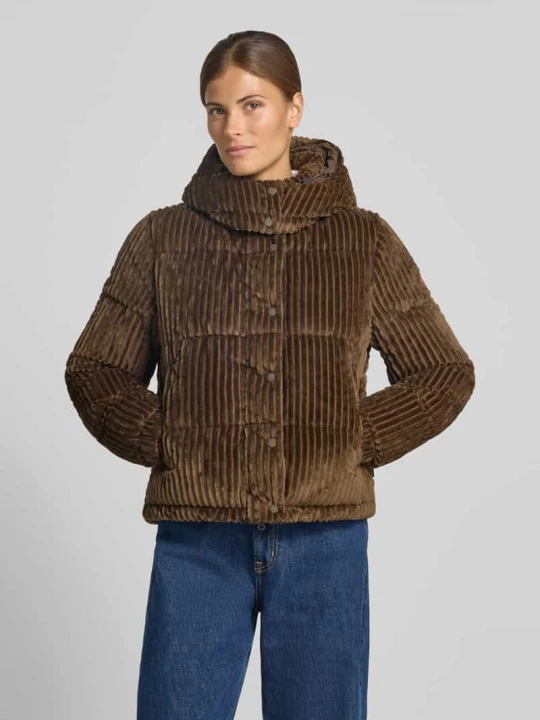 Zdjęcie produktu Kurtka z naszywką z logo i kapturem model 'NADEGE' Save The Duck Ciemnobrązowy