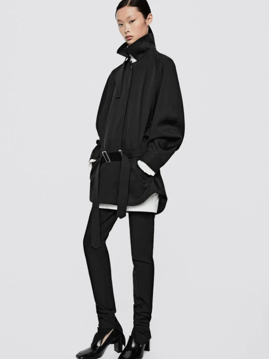 Zdjęcie produktu Kurtka Z Paskiem Ze 100% Wełny – Limited Edition - Ciemnomorski - Massimo Dutti - Female