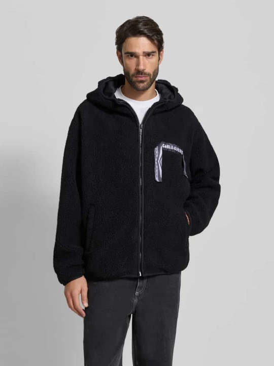 Zdjęcie produktu Kurtka z polaru o kroju oversized z efektem futerka Carlo Colucci Czarny