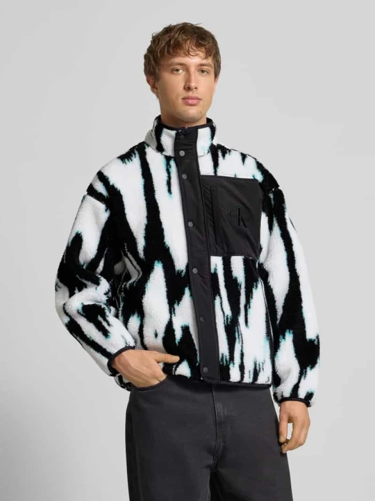Zdjęcie produktu Kurtka z polaru o kroju regular fit z wyhaftowanym logo model ‘Jacquard’ Calvin Klein Jeans Czarny