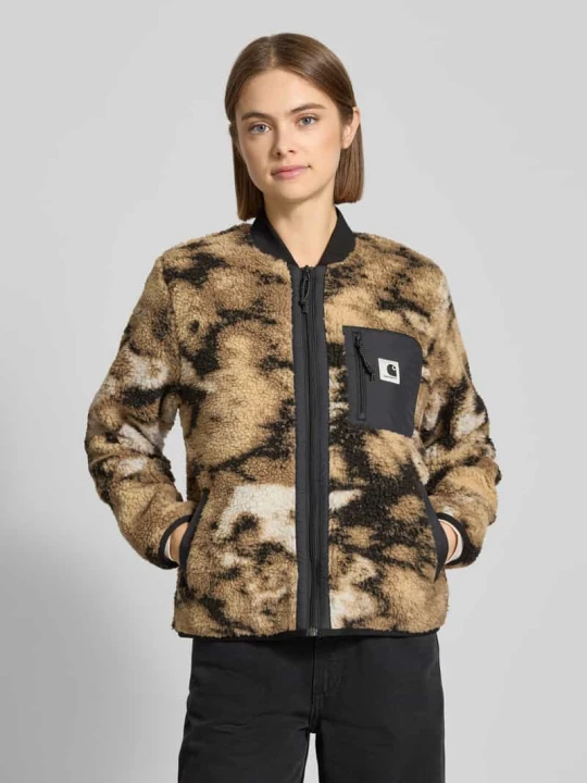 Zdjęcie produktu Kurtka z polaru ze wzorem na całej powierzchni z zamkiem błyskawicznym model ‘Janet’ Carhartt WIP Piaskowy