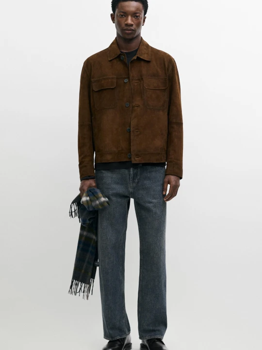 Zdjęcie produktu Kurtka Z Skóra I Zamsz Z Kieszeniami - Ceglany - Massimo Dutti - Male