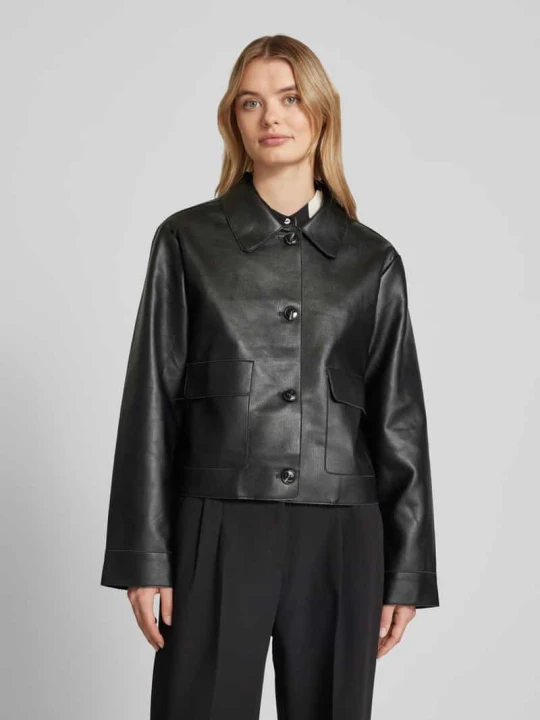 Zdjęcie produktu Kurtka z imitacji skóry z zapięciem na guzik model ‘Romana’ NEO NOIR Czarny