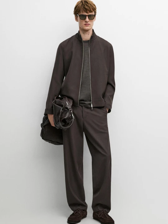 Zdjęcie produktu Kurtka Ze 100% Wełny Typu Cold Wool Total Look - Brązowy - Massimo Dutti - Male