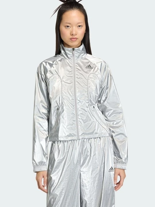 Zdjęcie produktu Kurtka ze skóry ekologicznej adidas Originals metaliczny szary