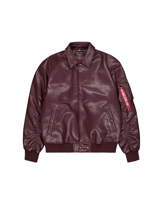 Zdjęcie produktu Kurtka ze skóry ekologicznej Alpha Industries ciemnoczerwony
