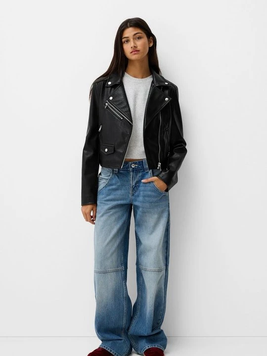 Zdjęcie produktu Kurtka ze skóry ekologicznej Bershka czarny