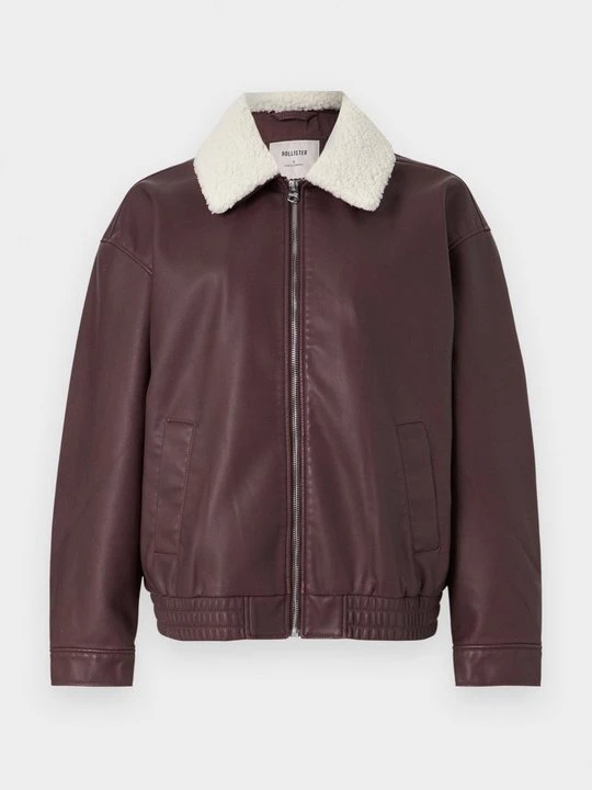 Zdjęcie produktu Kurtka ze skóry ekologicznej Hollister Co. czerwony