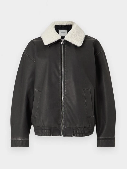 Zdjęcie produktu Kurtka ze skóry ekologicznej Hollister Co. czarny