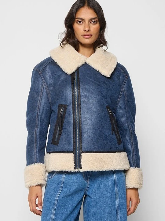 Zdjęcie produktu Kurtka ze skóry ekologicznej MUNTHE niebieski
