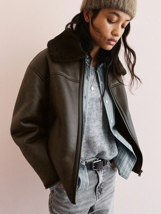 Zdjęcie produktu Kurtka ze skóry ekologicznej PULL&BEAR brązowy