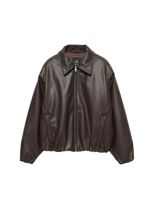 Zdjęcie produktu Kurtka ze skóry ekologicznej PULL&BEAR ciemnobrązowy
