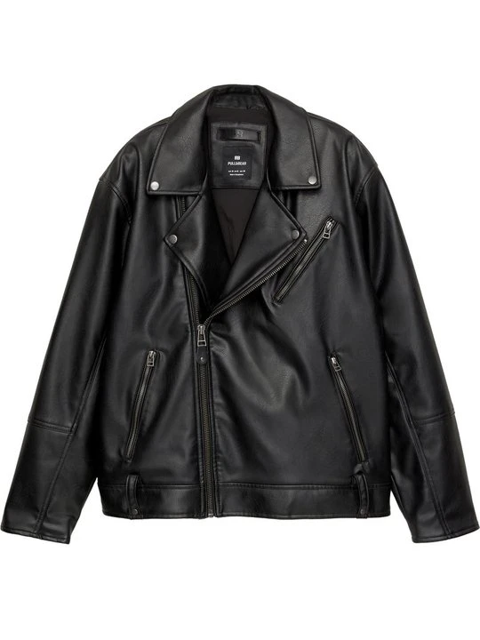 Zdjęcie produktu Kurtka ze skóry ekologicznej PULL&BEAR czarny