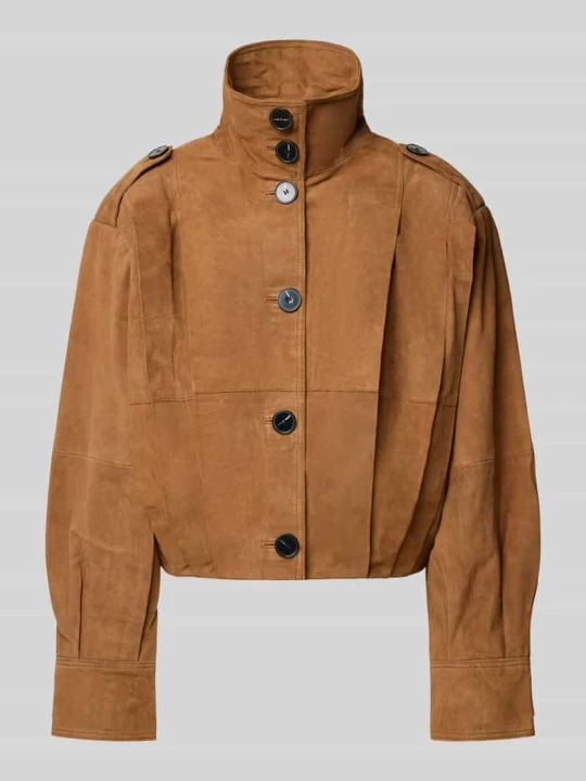 Zdjęcie produktu Kurtka ze skóry koziej welurowej z drapowaniami model 'Petra' My Essential Wardrobe Camel