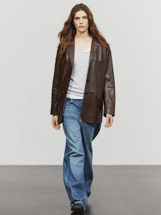 Zdjęcie produktu Kurtka Ze Skóry Nappa - Brązowy - Massimo Dutti - Female