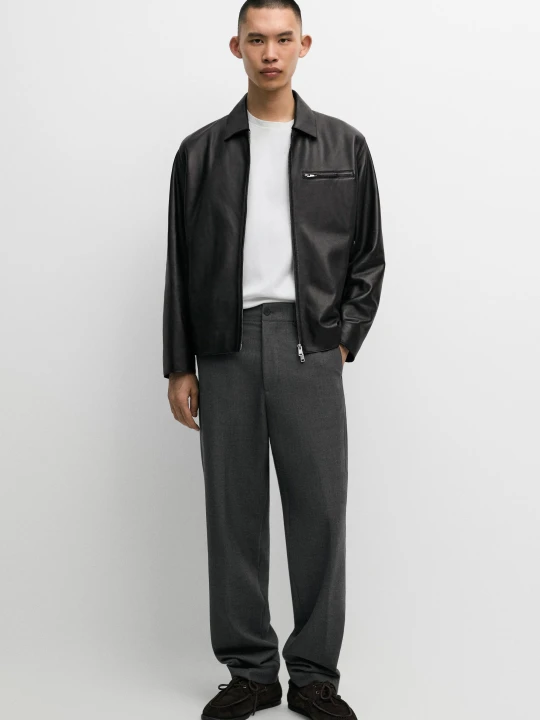 Zdjęcie produktu Kurtka Ze Skóry Nappa Z Kieszenią - Czarny - Massimo Dutti - Male