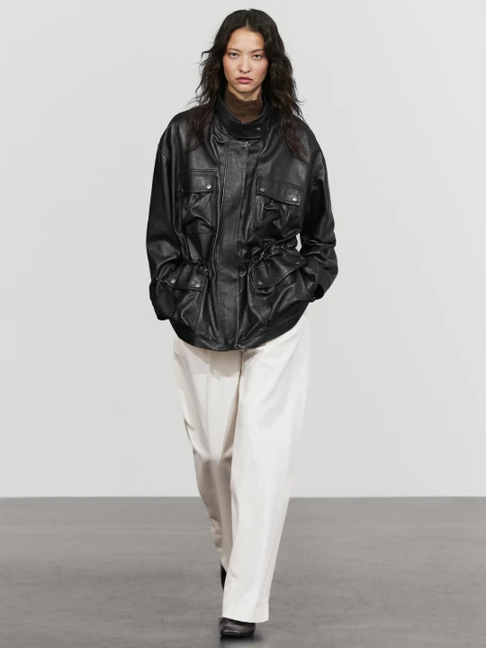 Zdjęcie produktu Kurtka Ze Skóry Nappa Z Kieszeniami - Czarny - Massimo Dutti - Female