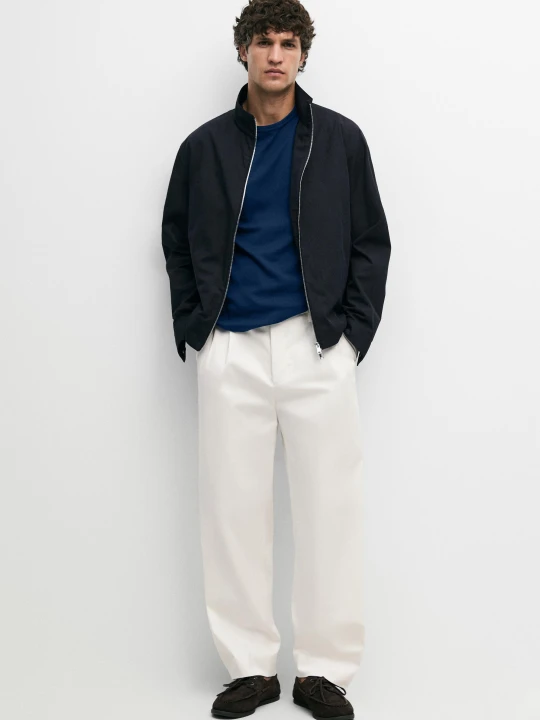Zdjęcie produktu Kurtka Ze Stójką Z Mieszanki Bawełny - Ciemnomorski - Massimo Dutti - Male