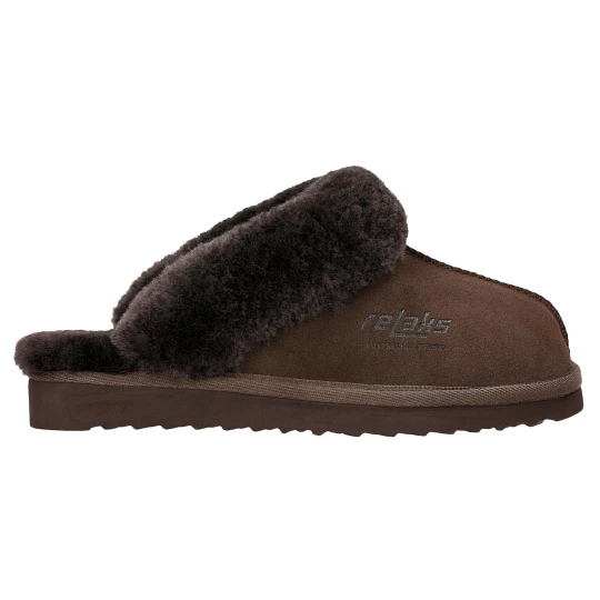 Zdjęcie produktu Ciemnobrązowe wsuwane kapcie relaks z wełna merino r 34001-62