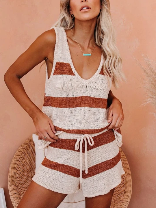 Zdjęcie produktu LA Angels Top dzianinowy w kolorze kremowo-jasnobrązowym rozmiar: XL