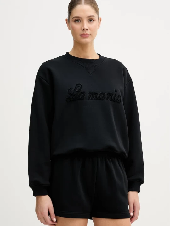 Zdjęcie produktu La Mania bluza oversize damska z bawełną czarny