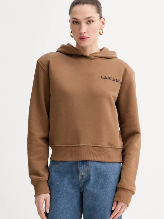 Zdjęcie produktu La Mania Bluza z kapturem damska z bawełną LIO brązowy