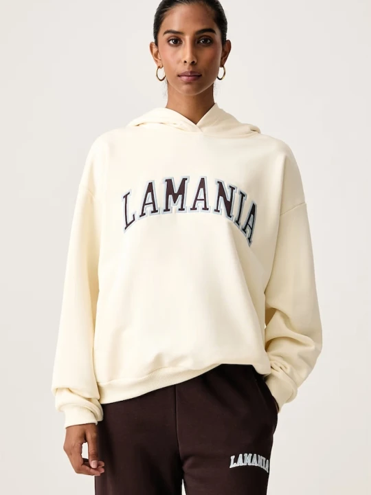 Zdjęcie produktu La Mania bluza z kapturem damska z bawełną LOS beżowy