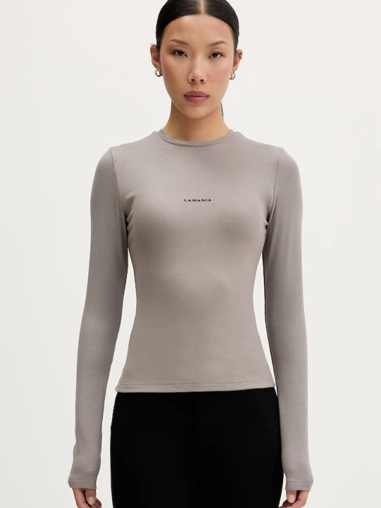 Zdjęcie produktu La Mania longsleeve damski z wiskozą beżowy