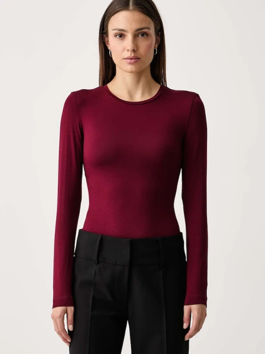Zdjęcie produktu La Mania longsleeve damski z wiskozą APRIL bordowy