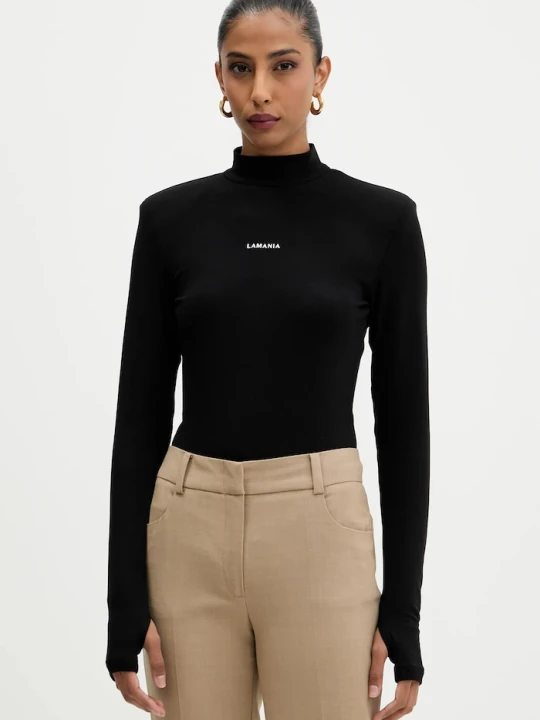 Zdjęcie produktu La Mania longsleeve damski z wiskozą czarny