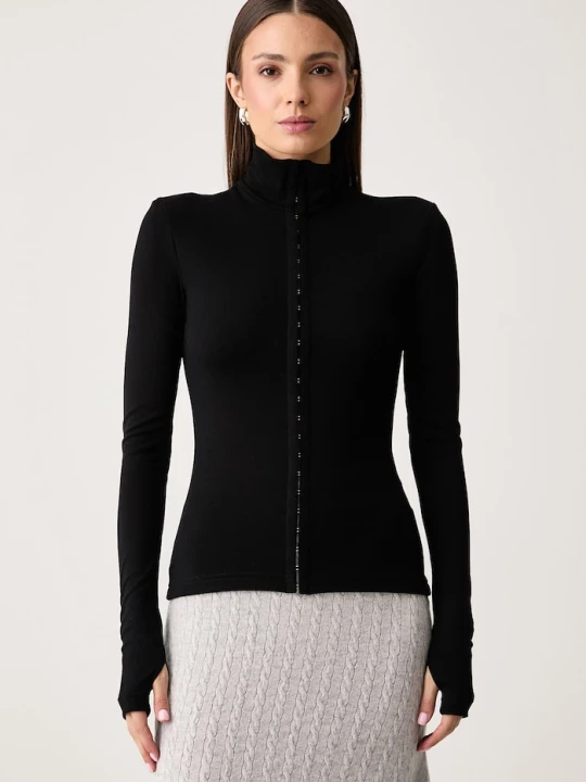 Zdjęcie produktu La Mania longsleeve damski z wiskozą HALI czarny