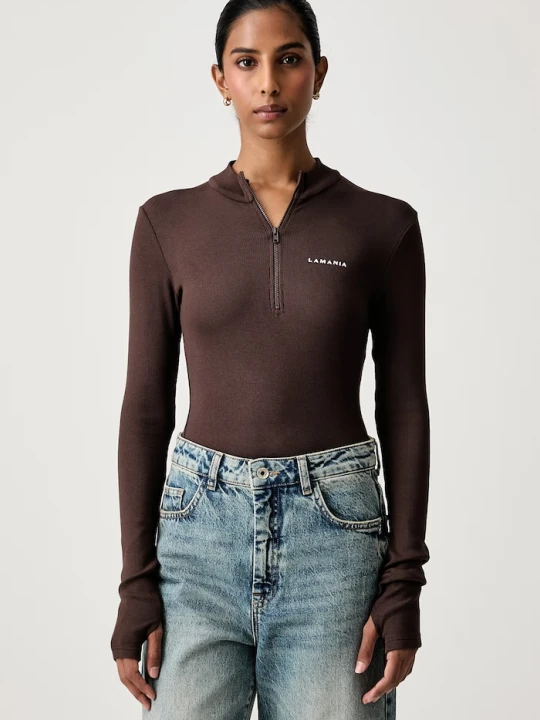 Zdjęcie produktu La Mania longsleeve damski z wiskozą SHERYL brązowy