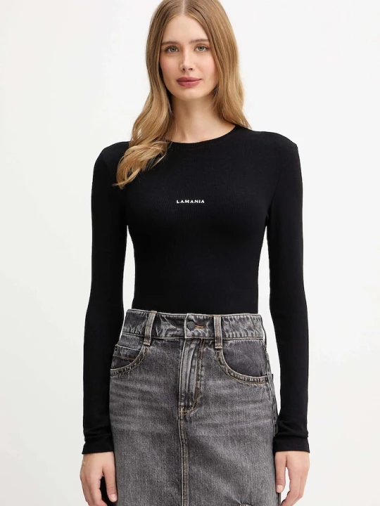 Zdjęcie produktu La Mania longsleeve damski z wiskozą czarny