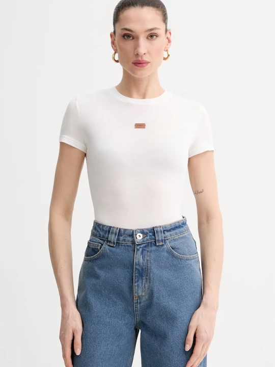 Zdjęcie produktu La Mania t-shirt basic damski z modalu MEG beżowy