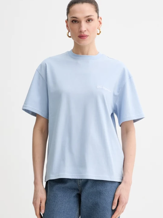 Zdjęcie produktu La Mania t-shirt oversize damski bawełniany CARENA niebieski