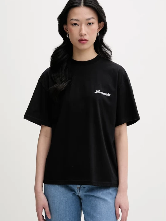 Zdjęcie produktu La Mania t-shirt oversize damski bawełniany CARENA czarny