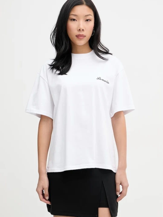 Zdjęcie produktu La Mania t-shirt oversize damski bawełniany CARENA biały
