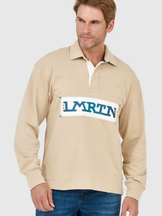 Zdjęcie produktu LA MARTINA Beżowa męska bluza polo z wyszywanym logo, Rozmiar L