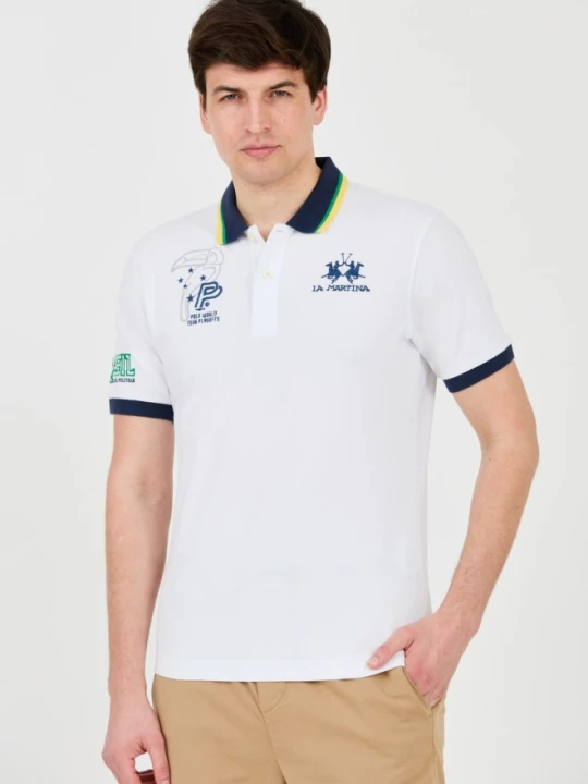 Zdjęcie produktu LA MARTINA Białe męskie polo z dużym logo, Rozmiar M
