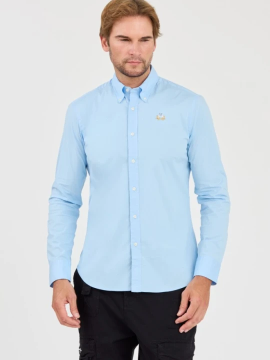 Zdjęcie produktu LA MARTINA Błękitna męska koszula Poplin Stretch, Rozmiar XXL Niebieski