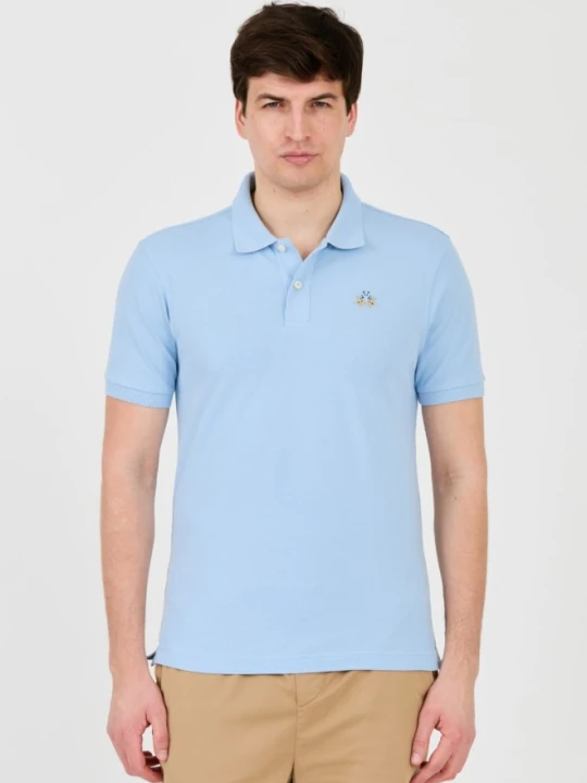 Zdjęcie produktu LA MARTINA Błękitne męskie polo z małym logo, Rozmiar XXL Niebieski
