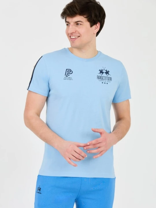 Zdjęcie produktu LA MARTINA Błękitny męski t-shirt Jersey, Rozmiar L Niebieski