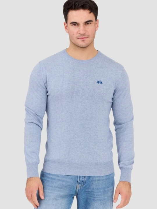Zdjęcie produktu LA MARTINA Błękitny sweter męski BASIC COTTON WOOL, Rozmiar XXL Niebieski