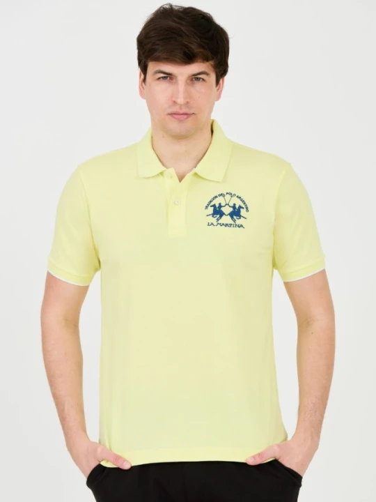 Zdjęcie produktu LA MARTINA Cytrynowe męskie polo z dużym logo, Rozmiar XL Żółty