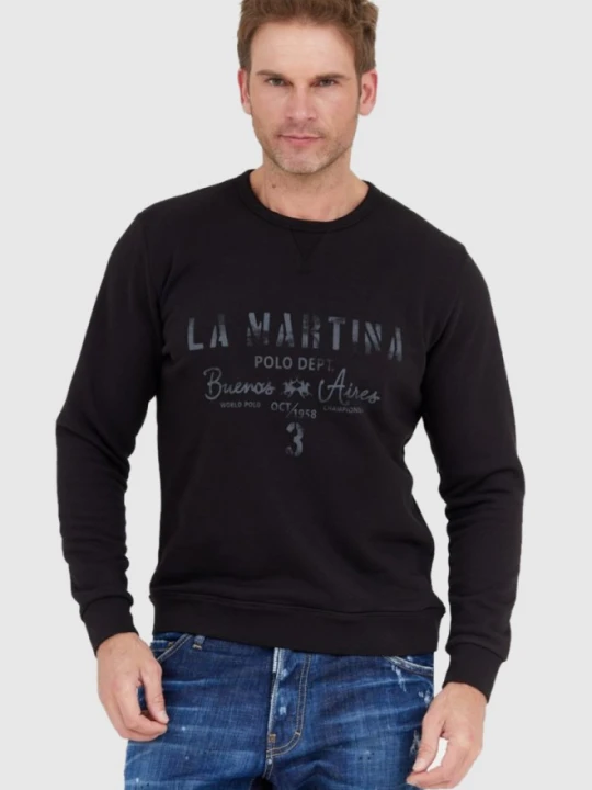 Zdjęcie produktu LA MARTINA Czarna bluza męska z vintage logo, Rozmiar XXL