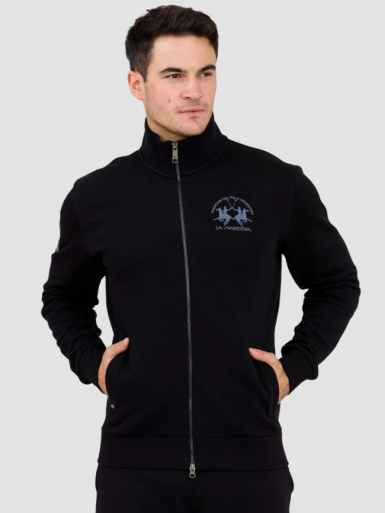 Zdjęcie produktu LA MARTINA Czarna bluza męska ze stójką, Rozmiar 3XL